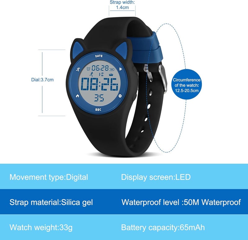 A ALPS Kids Watches for Girls Boys Digital Sport Watch with Step Counter Pedometer Vibration Alarm Clock, No App Waterproof Fitness Tracker Kids Watch Boys Girls Teens Students Ages 5-16 - Image 5